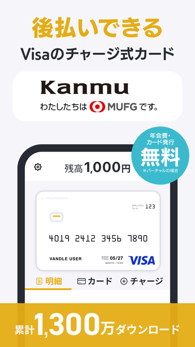 バンドルカード:Visaチャージ式カード、Visaカード