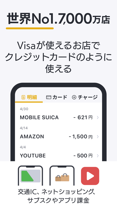 バンドルカード:Visaチャージ式カード、Visaカード